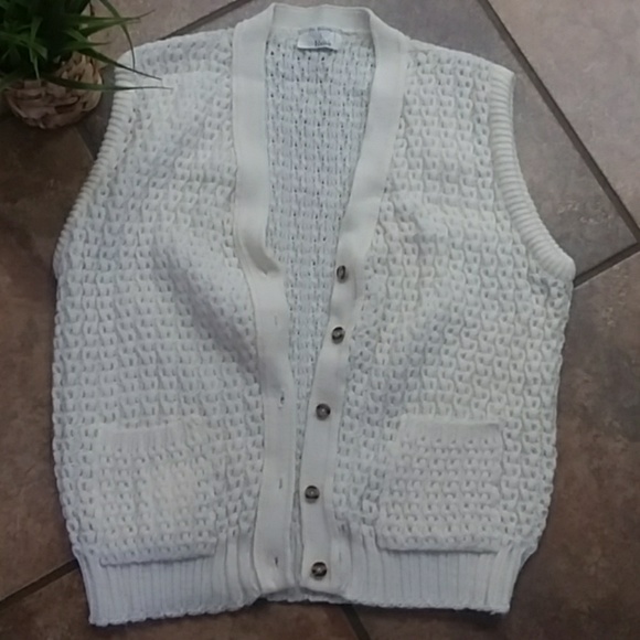 VINTAGE Cream button up sweater vest med/large - Picture 8 of 8